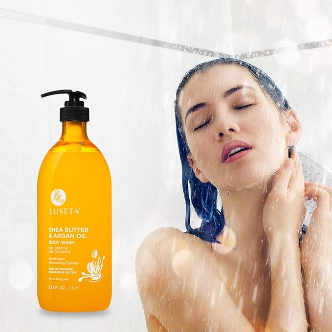 Luseta Shea Butter & Argan Oil Body Wash, Moisturizing Body Wash Formulated for Dry Skin Normal Skin Combination Skin 33.8oz