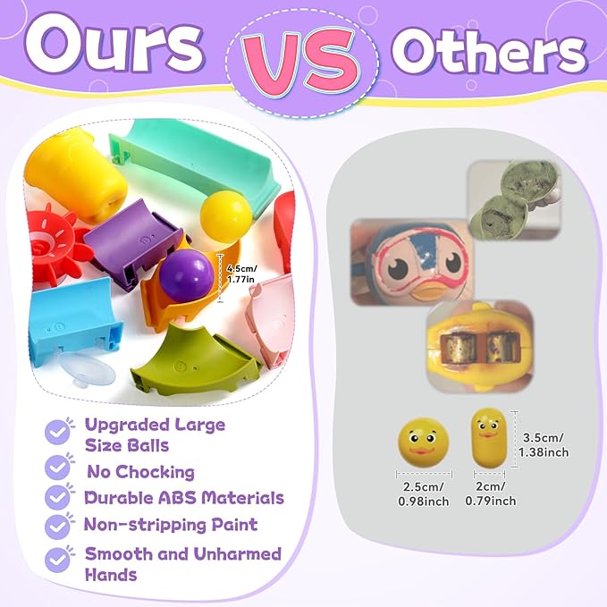 Fajiabao Toddler Bath Toys for Kids Ages 1-3 3-5 Bathtub Toys DIY Slippery Slide Track Fun Baby Shower Toys Birthday Gifts for Boys Girls Bath Time 1 2 3 4 5 6