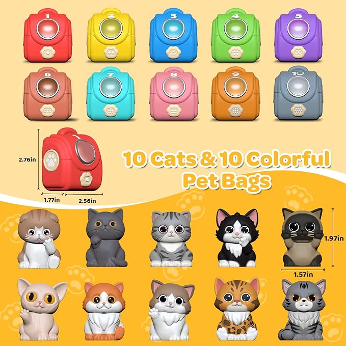 Letapapa Learning Toy for Toddlers 1 2 3 Year Old, 20 Pcs Cat Toys for Kids, Counting, Matching & Sorting Montessori Educational Sensory Toys, Christmas Birthday Easter Gift for Baby Boy Girl 1-3