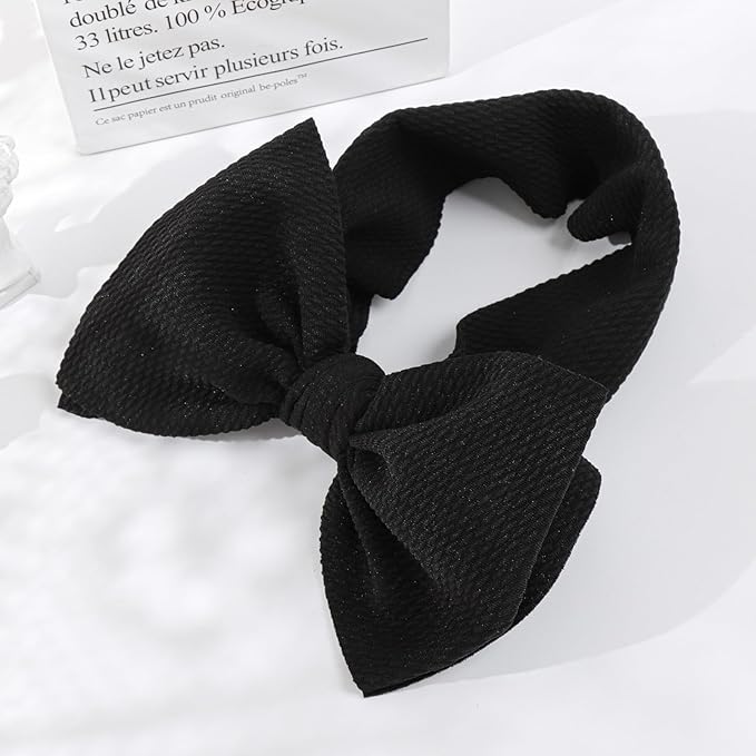 YanJie Hairband - Big Bows for Baby Girls Black & White, 2 Count (Pack of 2), Polyester, Hair Accessories, Unisex-Babies, Newborn, Infant, Toddlers, 0-6Months