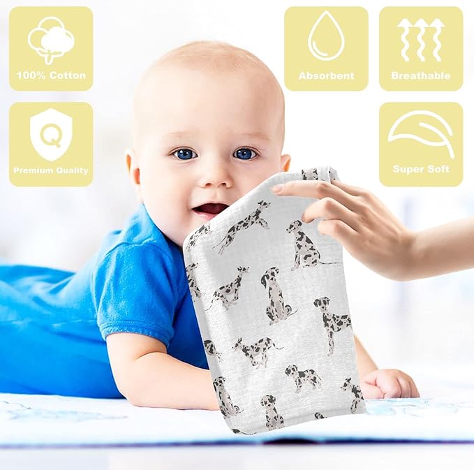 vvfelixl Baby Cotton Washcloths Great Dane Dog Infants Bath Towel for Unisex Face Towels for Newborn, Natural Baby Wipes Delicate Skin, 11.8 X 11.8 inch, one sizex5