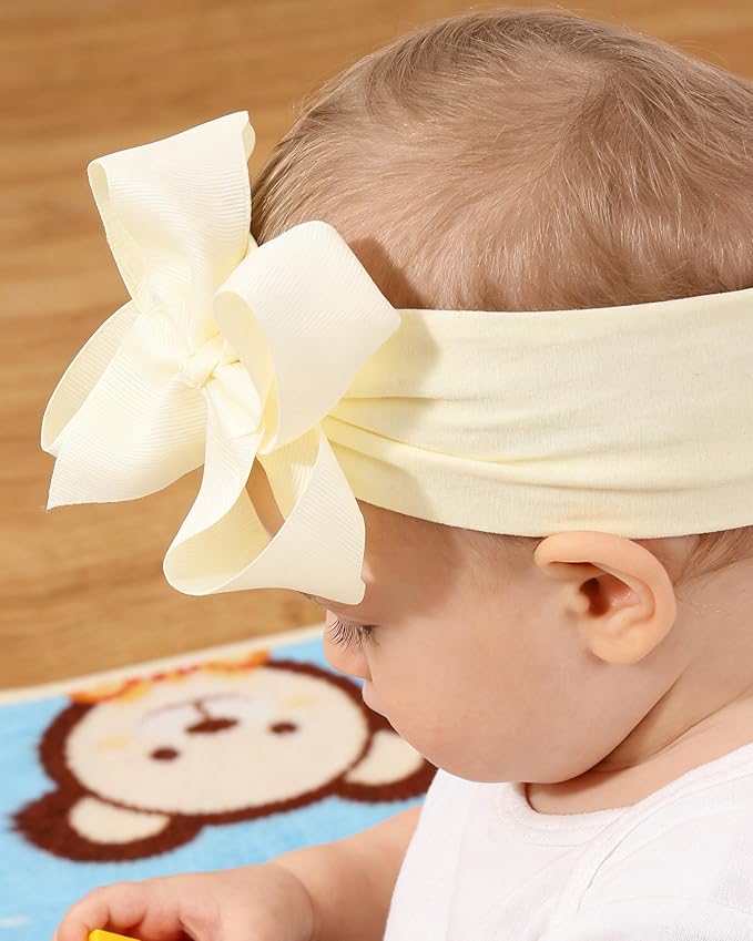 doboi 12PCS Baby Girl Bows Baby Headbands Ribbon Bow Nylon Headbands Hair Accessories Big Baby Bows for Baby Girls Infant Newborn Toddler