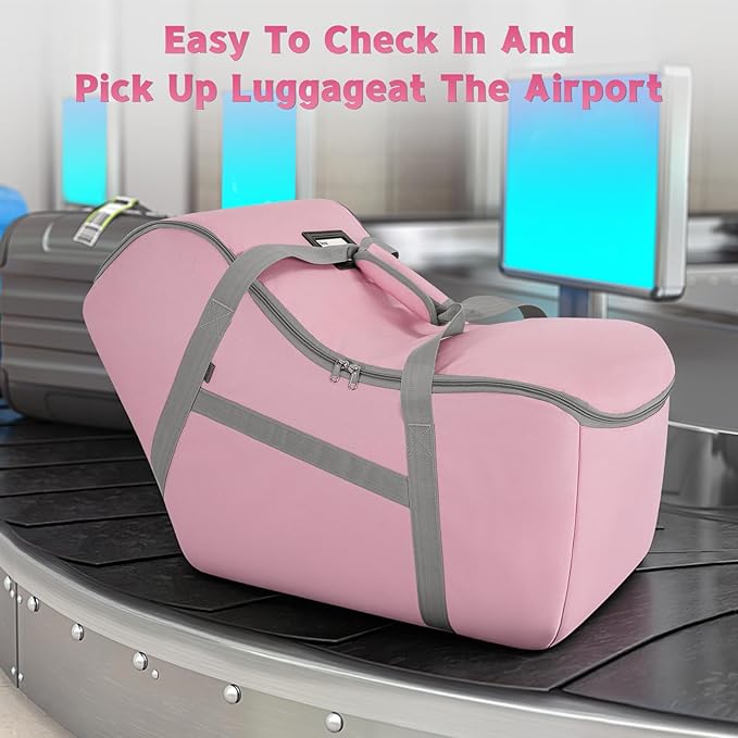 Padded Car Seat Bag Compatible with Most Nuna Pipa Car Seats UPPAbaby MESA V2 without Base & Chicco KeyFit 30 and Base, Car Seat Travel Bag for Airplanes, Pink