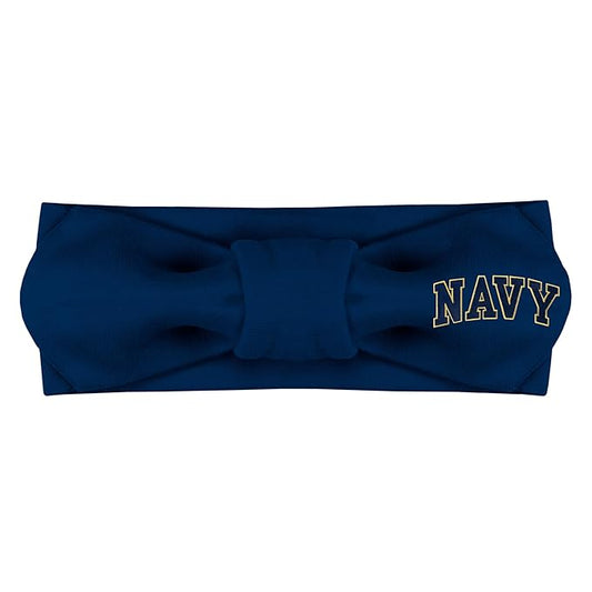 Creative Knitwear Navy Midshipmen Infant Girls Navy Solid Hair Knot Headband Embroidered Logo - Size Newborn - 4T