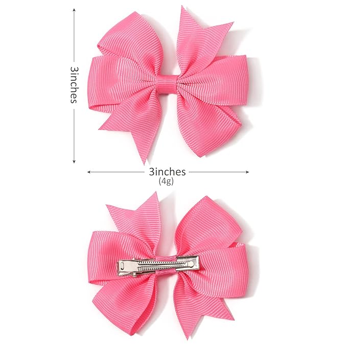 60PCS 3 Inch Hair Bows Grosgrain Ribbon Toddler Hair Accessories with Alligator Clip Bow for Girls Baby Kids Teens In Pairs