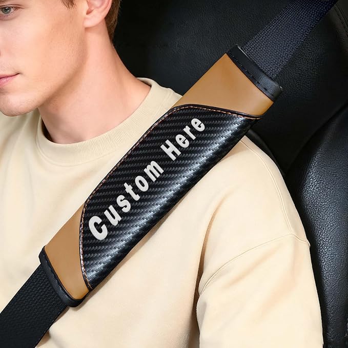 Custom Seat Belt Cover Pad - Personalized Carbon Fiber Seatbelt Shoulder Cushion, Auto Accessories for Cars Trucks SUVs