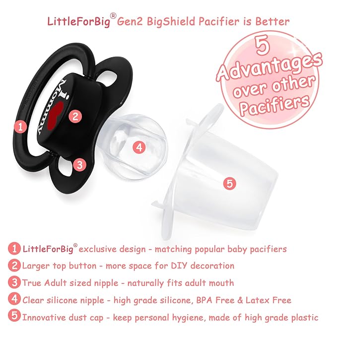 Littleforbig Bigshield Generation-II Adult Sized Printed Pacifier I Love Mommy Pattern