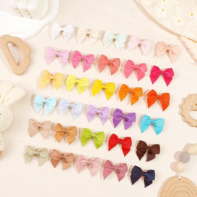 JOYOYO 60 Pieces Baby Hair Bows with Alligator Clips in 30 Pastel Colors, Barrettes and Bows for Baby Girls,Toddlers,Infants(1.8inch)