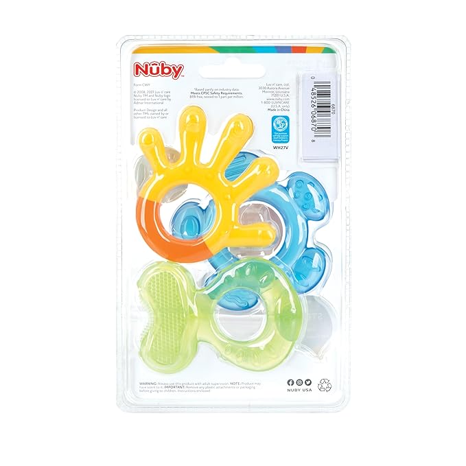 Nuby Three Step Teether Set | 3 Pack | 3m+ | Soft and Hard Teething Surfaces