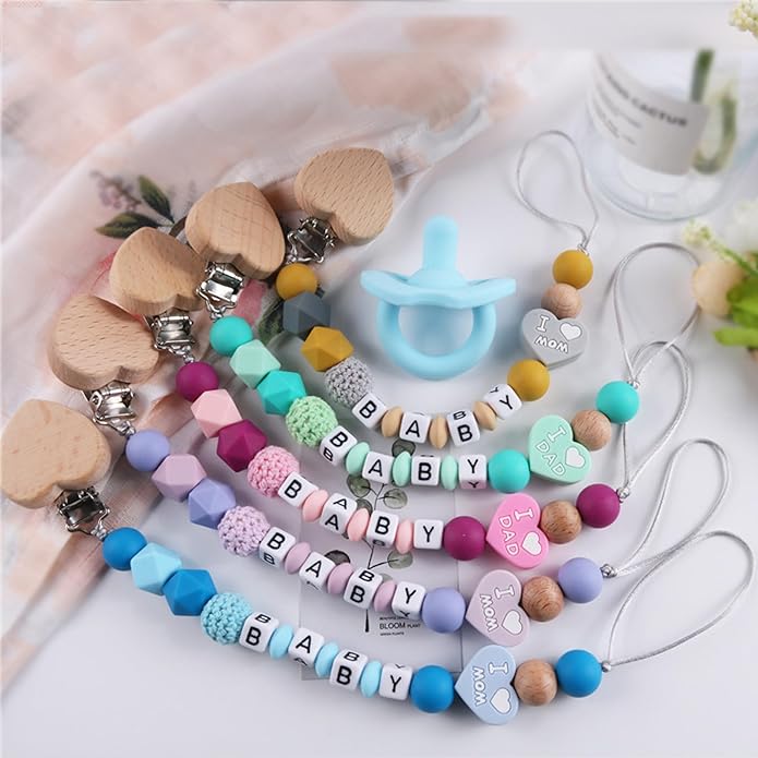 Pacifier Clips Baby Gift,Personalized Pacifier Clip With Name,Custom Silicone For Baby Lovely Daisy Color Diversity