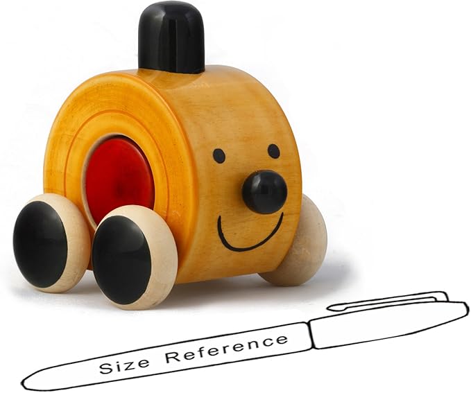 Maya Organic Handmade Wooden Cute Push Toy Made Using Natural Colors for Toddlers 1 Year Old and up, Helps in Early Education and Development | MOEE (RED)