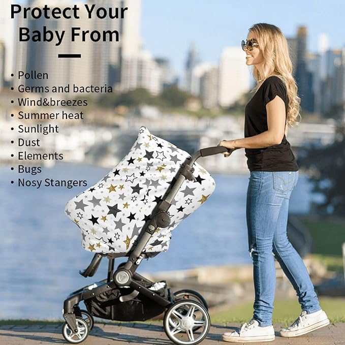 Magic Stars Baby Car Seat Covers Carseat Canopy Soft Infant Stroller Cover Nursing Breastfeeding Covers for Girls Boys Newborn