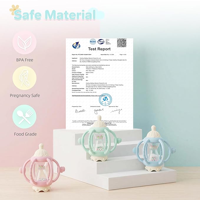 Baby Montessori Sensory Toys Baby Teething Toys Silicone Teethers for 3-6 6-12 Months Gifts for Newborn Infant Boys Girls (Mint)