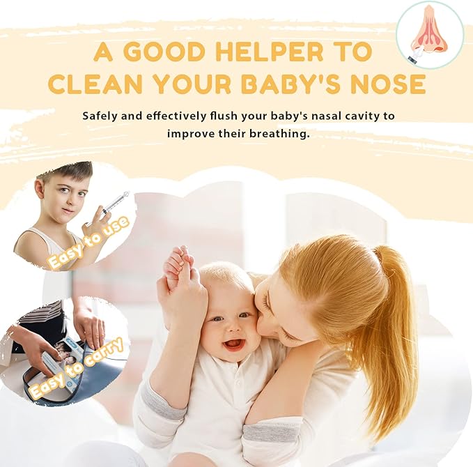Nasal Irrigator for Baby 10ml Professional Baby Nasal Aspirator with Safe Silicone Nasal Suction Tips Portable Baby Nasal Syringe Infant Nose Cleaner 2 Pieces