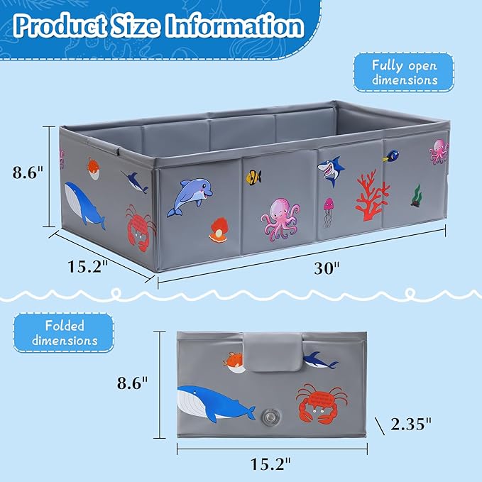 Collapsible Baby Bathtub, Portable Foldable Travel Baby Bath for Infant Toddler, Converts Shower to Tub, No Assembly Folds Flat for Storage, 6M-5 Years, Gray