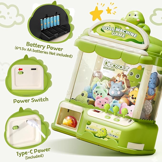 Large Claw Machine for Kids, Musical Electronic Arcade Game Console with Adjustable Sound, Christmas and Birthday Gift for Kids, Includes 30 Toys & 24 Game Coins & 20 Surprise Eggs