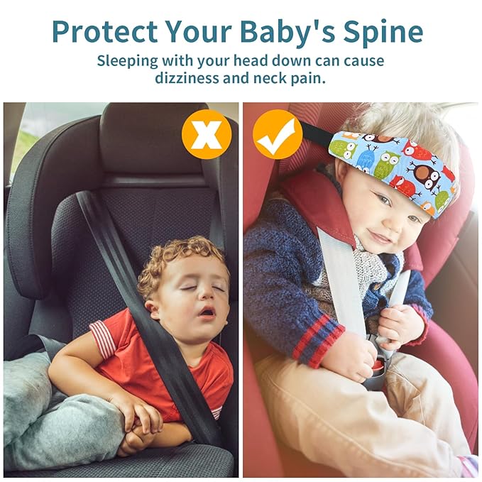 Luckyiren Head Support for Baby Car Seat, Straps with Pillow Support Band, Neck Relief Headrest for Stroller, Slumber Sling Sleep Positioner for Toddler Infants Child Children Kids