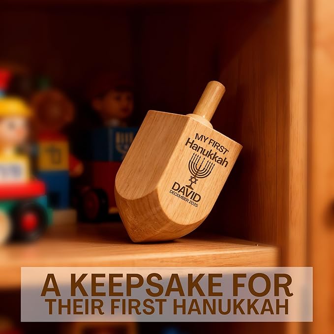Personalized Wooden Dreidel for Kids Boys & Girls –Custom Engraved Hanukkah Dreidel with Name –Unique Small Hanukkah Gifts for Kids, Friends, and Family – Fun Hanukkah Games and Dreidel Décor Keepsake