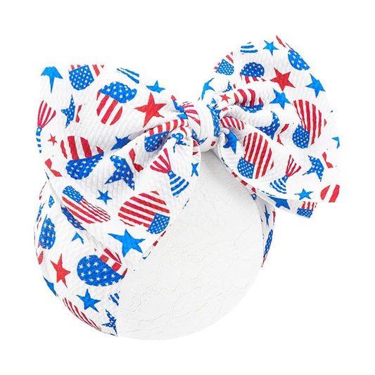 YanJie 7'' 1pcs 4th of July Baby Headbands Girl Hair Accessories with American Flag in Heart Patterns Independence Day Toddler Hair Wrap Girl Outfits