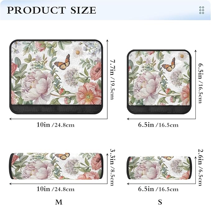 CHIFIGNO 2 Pack Seat Belt Cover Pad Pastel Colored Flowers and Butterflies Car Seat Straps Cover Comfortable Car Seat Shoulder Strap Pads for Adults Women Kids