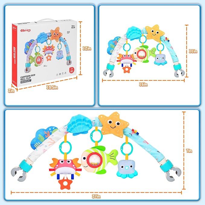 Car Seat Toys for Babies 0-6 Months，Arch Stroller Toys for 6-12 Months Infant Mobile Bassinet Bouncer Hanging Toys Shower Gifts for Baby Boys Girls 0 3 6 9 12 Months(Ocean)