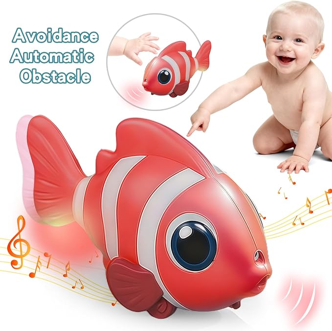 Gzsbaby Musical Baby Toy -Crawling Toy Sensory Tummy Time Toys for Boy Girl, Light-up Walking Dancing Moving Toys Learning Development Infant Toddler Birthday Gifts (RED)