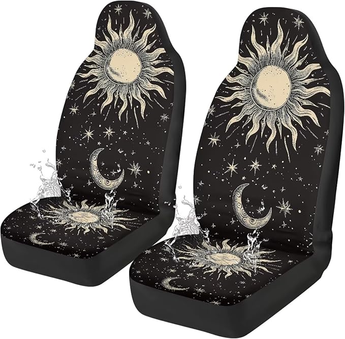 Gothic Sun Car Seat Covers Anti Slip Car Seat Covers Front Seats Only Easy to Install and Clean Removable Automotive Accessories Universal Fit for Most Vehicle