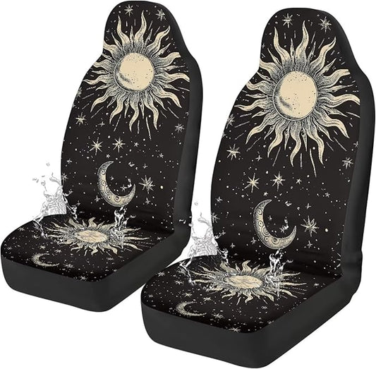 Gothic Sun Car Seat Covers Anti Slip Car Seat Covers Front Seats Only Easy to Install and Clean Removable Automotive Accessories Universal Fit for Most Vehicle