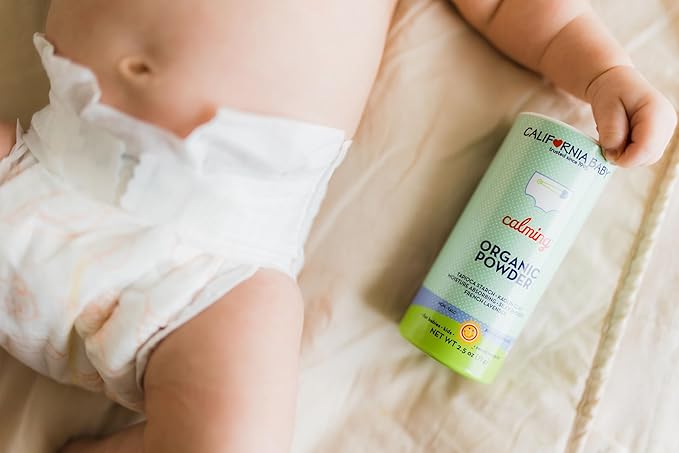 California Baby Powder | Certified Organic Baby Powder Talc-Free | Absorbs Moisture + Anti-Chafing | Lavender Baby Powder Travel Size | 2.5oz / 71g