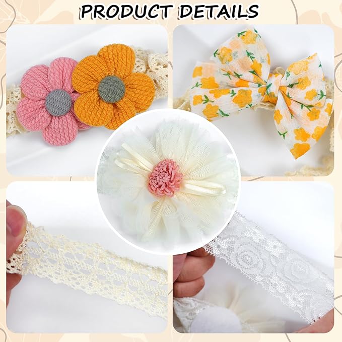 KEAINVRN 3Pcs Baby Girl Headbands Flower Bow Headband for Baby Girls Soft Hairbands Hair Accessories for Newborn Infant Toddler Kids (Multicolor, average size)