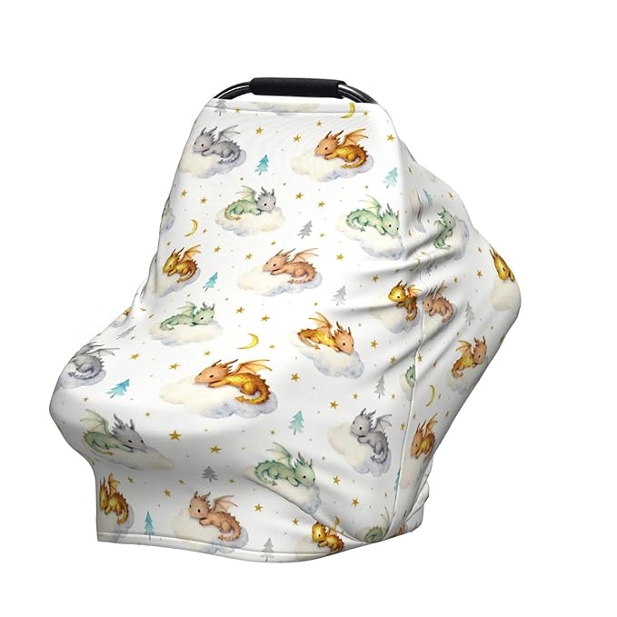Cute Dragon Car Seat Covers Baby Multi-Use Car Seat Canopy Carrier Cover, Breathable Breastfeeding Cover Boys & Girls