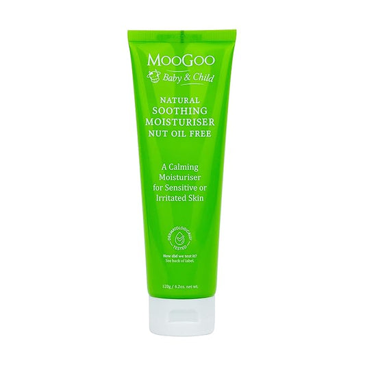 MooGoo Baby Soothing Moisturizer Nut Oil Free - Gentle & Hypoallergenic with 10% MSM for Sensitive, Irritated & Delicate Skin, Paediatrician Approved, for All Ages, 120g / 4.2 oz.