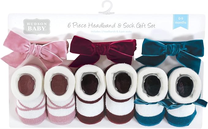 Hudson Baby Girl's Headband and Socks Giftset