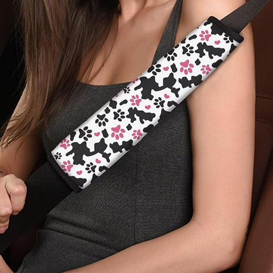 AFPANQZ Automotive Seat Belt Pads for Adults Kids Paw Print Car Accessories Safety Seatbelt Cushion Pillow Universal Fit Backpack Straps Pads White