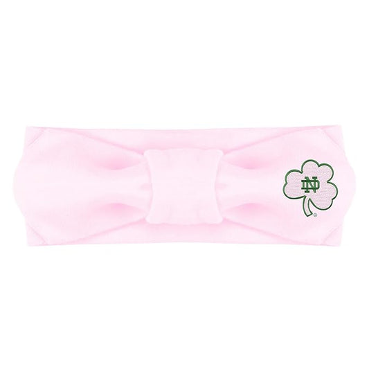 Creative Knitwear Notre Dame Fighting Irish Infant Girls Pink Solid Hair Knot Headband Embroidered Logo - Size Newborn - 4T