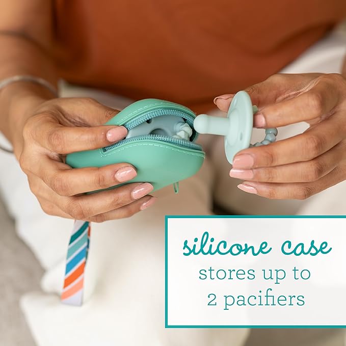 Infantino PaciPod - Premium Silicone Pacifier Holder, Attaches to Stroller or Diaper Bag, Stores up to 2 Pacifiers, Easy to Clean