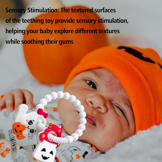 My First Halloween Baby Teething Toy and Llama Silicone Baby Teether Set- Spooky Toddler Teethers, Pumpkin Rattle, Ghost Teether(2 Pieces)