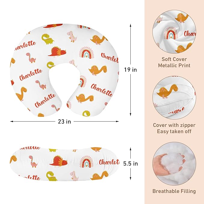 Personalised Car Seat Cover for Babies - Orange Dinosaur Print Multi-use Carseat Canopy Cover with Name, Car Seat Covers, Christmas Birthday Gifts for Infant Boys and Girls(27"x29")