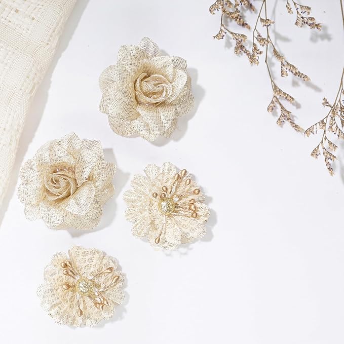Baby Girls Floral Hair Bows Clips, 4Pcs Glitter Gold Flower Hair Barrettes Alligator Clips, Hair Accessories for Toddlers Kids Teens