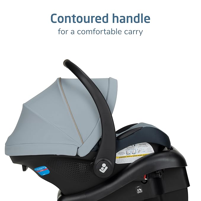 Maxi-Cosi Mico Pro Baby Infant Car Seat, Ventilated Chair Design, Soft Headrest Pad, Easy-Install Latch, Adjustable Belt Guide, 3-Position Base, Stroller-Ready, Fits 4-30 lbs, up to 32 in, Seascape