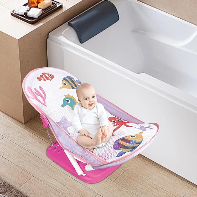 Generic Foldable Toddler Bather - Bathtub Foldable Toddler Bath Bather Seat | Foldable Baby Bather with Bath Stand | Toddler Folding Shower Rack for Bathtub Counter Sink Bathroom