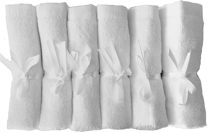 BY LORA Soft Face Cloths for Newborn, Absorbent Bath Face Towels, Baby Wipes, Burp Cloths or Face Towels, 6-Pack, White