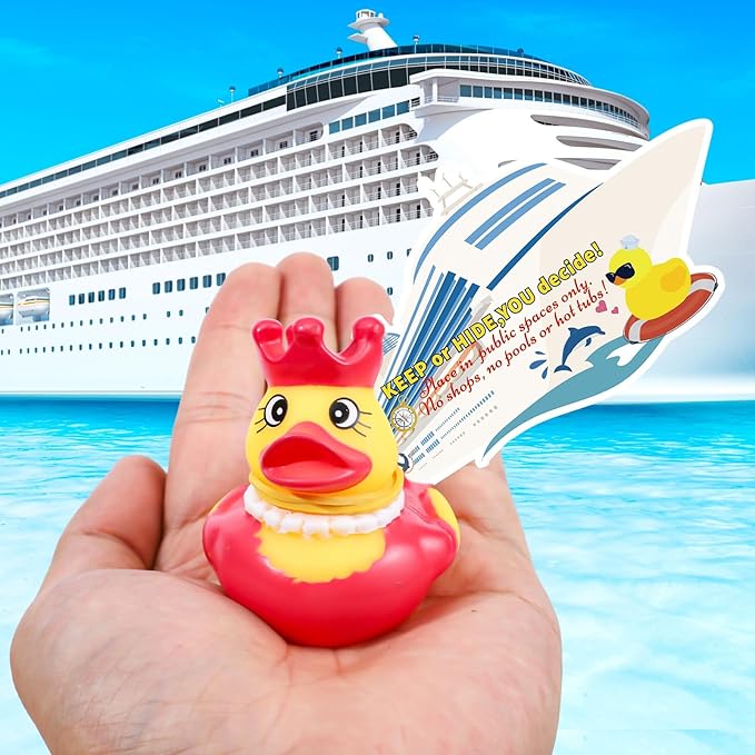 150 Pcs Cruise Ducks Tags Kits Includes 50 Pcs Cruising Ducks with 50 Pcs Cruise Duck Tags and 50 Pcs Rubber Bands Random Assorted Rubber Ducks for Cruise Ship Hiding Ducks