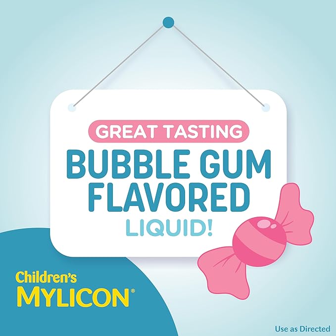 Children's Mylicon All-in-One Tummy Relief Liquid For Indigestion for Kids, Bubble Gum Flavor, 4oz