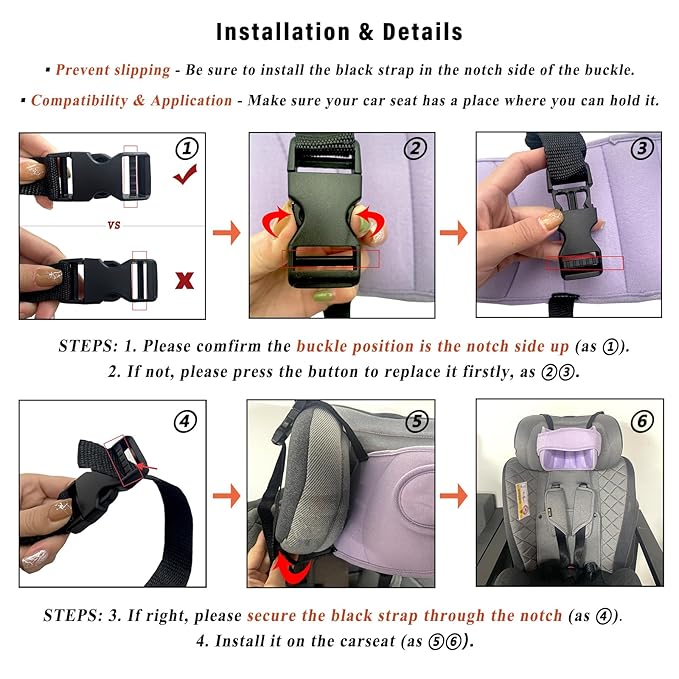 Baby Head Support for Car Seat, Car Seat Head Support for Toddler, Head Band Strap Headrest, Car Seat Headrest Pillow Road Pal Car Headrest - Relax Anytime in The Car, Purple