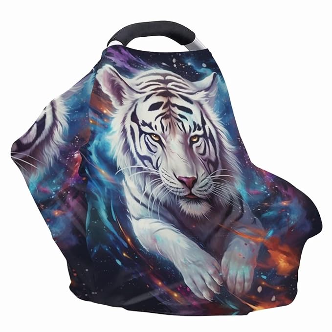 ZFRXIGN White Tiger Car Seat Covers Baby Infant Car Seat Canopy Boys Girls Baby Carrier Covers for Newborn Carseat/Stroller/Shopping Cart/High Chair Galaxy