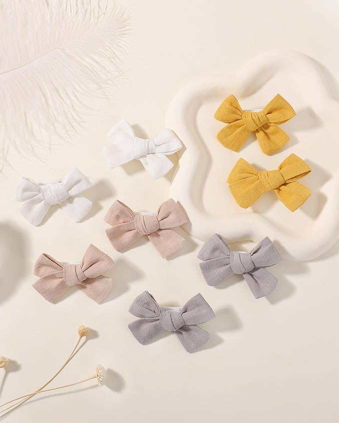 jollybows Mini Lined Hair Clips Bows for Babies, Infants, Toddlers, Girls and Teens - 24pcs 2" Tiny Barrettes