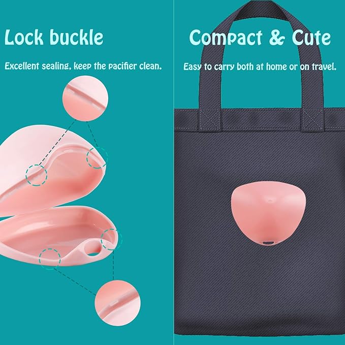 Accmor Pacifier Case, Pacifier Holder Case, Pacifier Container for Travel, BPA Free, Pink, 6 Pack