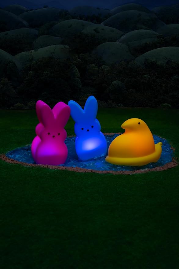 Peeps Light Up Easter Bathroom Toys for Kids, 3 Pack Bunny and Chick LED Night Bath Toys, Glowing Waterproof Novelty Toy Set for Easter Baskets, Party Favors