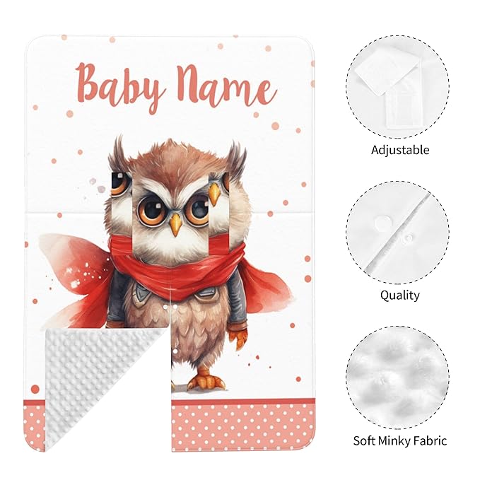 Winter Carseat Cover for Baby Personalized Owl Baby Car Seat Cover with Name Custom Minky Car Seat Canopy Boys Girls Infant Carrier Covers Nursing Cover Toddler Blanket